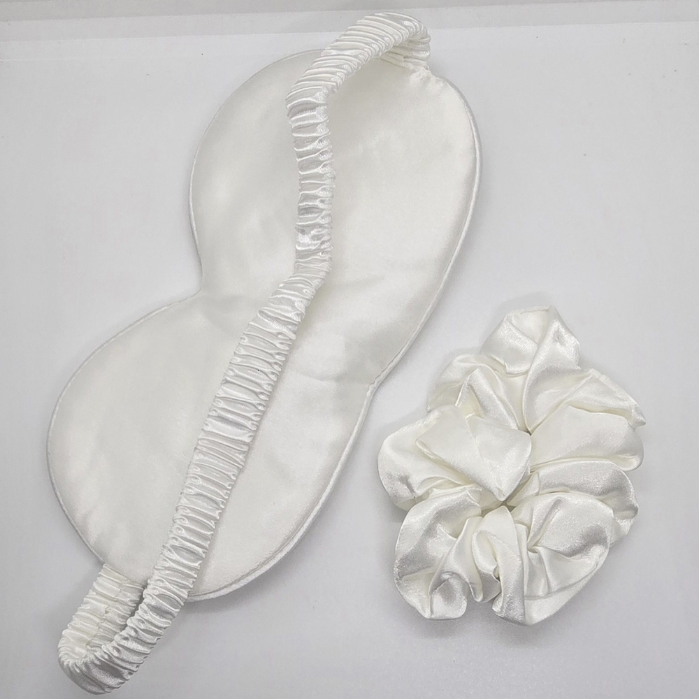 Eye mask and hair scrunchie with pouch 3 piece set
